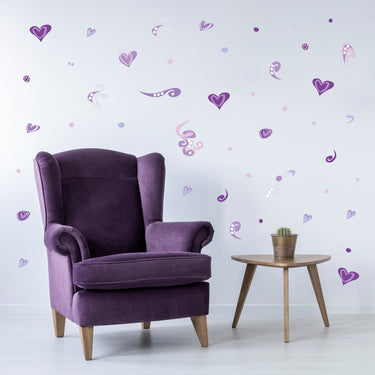 Purple Hearts Wall Decals